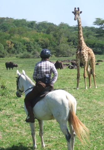 Sophie riding in Arusha Nat Park
