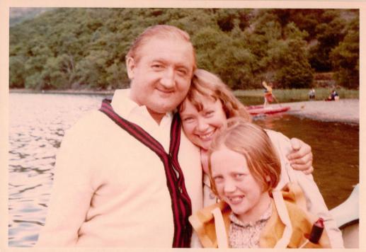Ronald Fraser as Captain Flint with Daphne Neville and Sophie Neville playing Titty Walker on Derwentwater in 1973