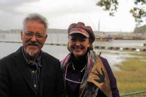 Griff Rhys Jones and Sophie Neville at Pin Mill 21st Oct 2017