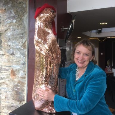 Sophie Neville with Rosie the Otter at The Wharf Cinema for the Tavistock Festival